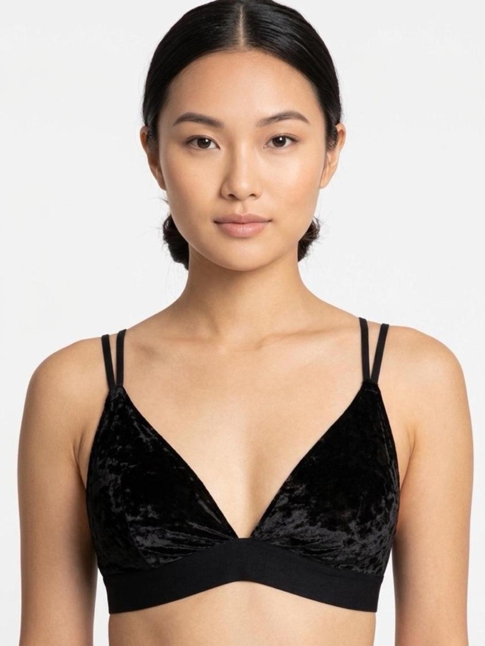 PINK Victoria's Secret Black Velvet Triangle Bralette